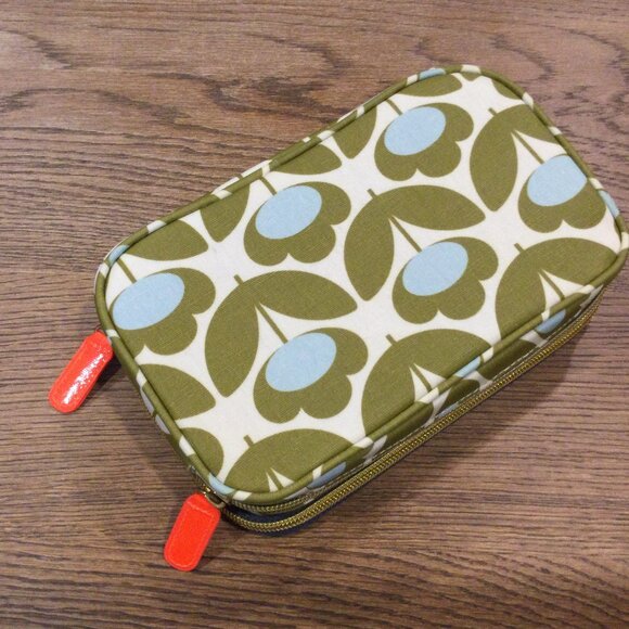 Orla Keily Cosmetic Makeup Bag Floral Pattern 2 Zippers Multicolor - Picture 2 of 9